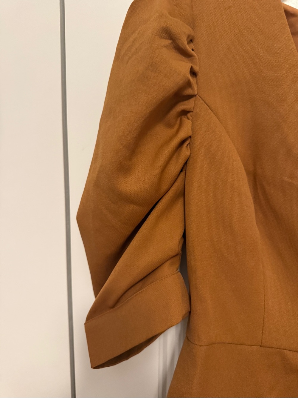 DO+BE Rust-Brown Puff Sleeve V-Neck Mini Dress - Picture 2 of 6